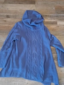 jeanne pierre sweater xl Blue Cable Knit Spilt On Sdes - Picture 1 of 7