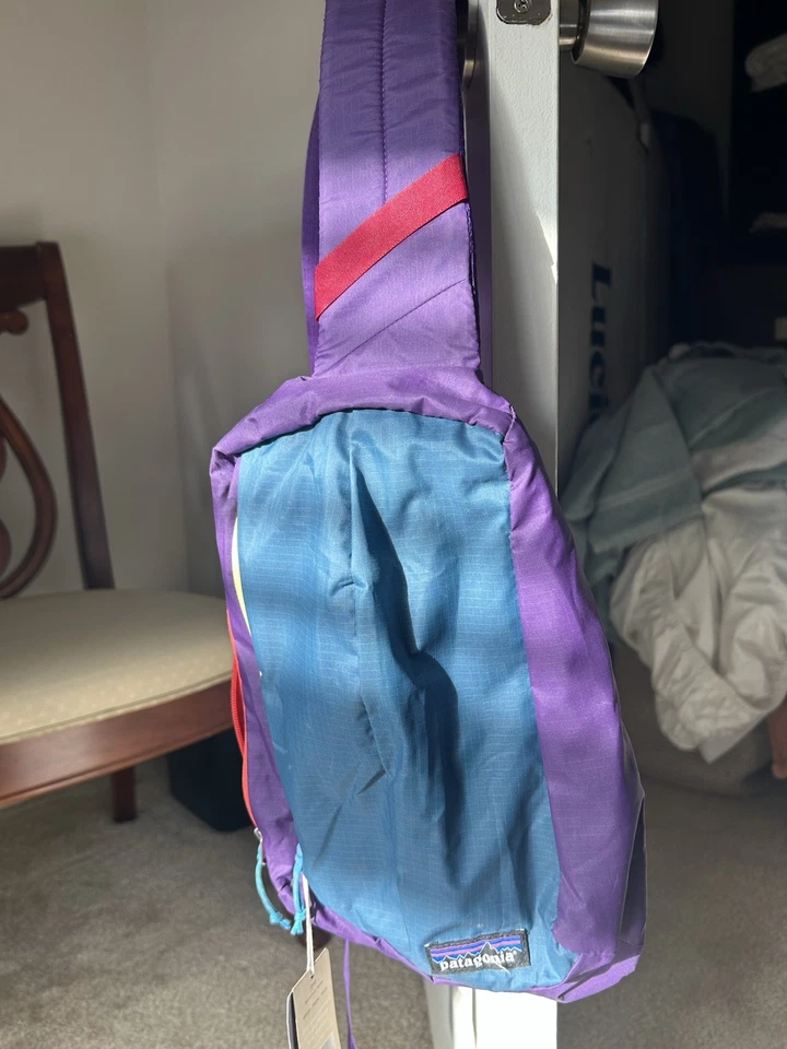 Estilingue buraco negro ultra leve Patagonia novo com etiquetas patchwork roxo - Imagem 1 de 4