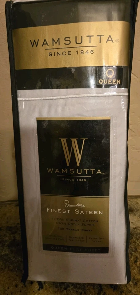 Nueva sábana plana plateada Wamsutta 725 TC supina algodón queen satén Foto 1 de 3