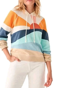 Faherty Sweatshirt Damen XS Soleil Abstract Sunrise Striped Hoodie Pullover Neu - Bild 1 von 11
