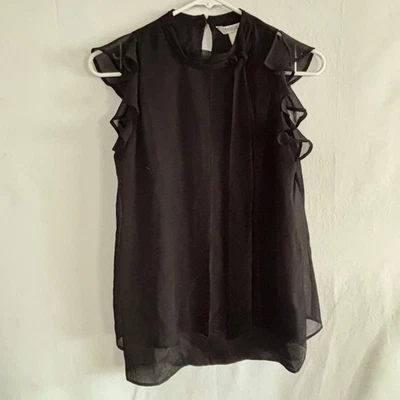 White House Black Market Ruffle Statement Sleeveless Blouse - Image 1 of 3
