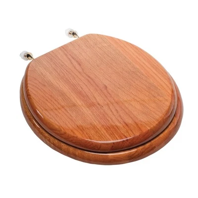 Asiento de inodoro redondo liso de diseño en roble Foto 1 de 3