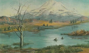 Vintage Mt. Shasta California Great White Mountain Gemälde unveröffentlichte Postkarte - Bild 1 von 2
