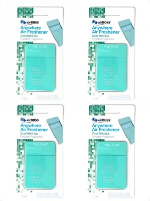 AIR BOSS AirBoss Cool Mint Ice Anywhere Air Freshener Portable Fragrance 4 Pack