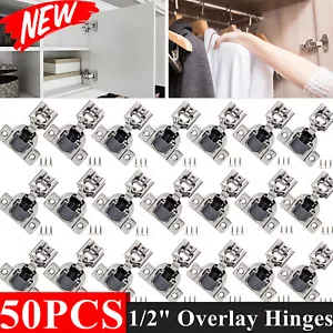 50 Pack 1/2" Overlay Concealed Compact Kitchen Door Cabinet Hinges Soft Close - Picture 1 of 16