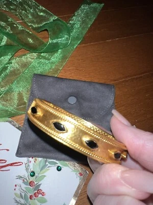 Brazalete brazalete con bisagras Julie Vos placa de oro de 24 k de obsidiana NUEVO SIN ETIQUETAS Foto 1 de 4