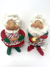 Vintage Santakins Chef Santa & Mrs. Claus 11" Christmas Dolls Bendable 1990s NWT