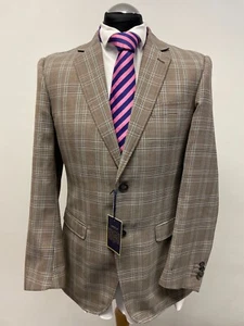 THE SAVILE ROW SUIT WOOL BLEND JACKET/BLAZER IN BROWN CHECK SIZE 40R BNWT (0106) - Picture 1 of 7