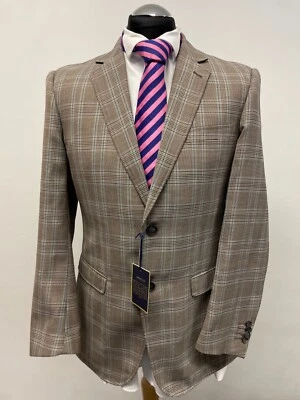 THE SAVILE ROW TRAJE MEZCLA LANA CHAQUETA/BLAZER EN MARRÓN CUADROS TALLA 40R NUEVO CON ETIQUETAS (0106) Foto 1 de 4