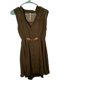 Green Sleeveless Dress with Faux Belt Size Medium - Picture 1 of 6