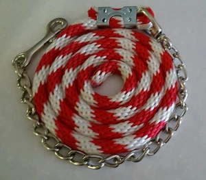 Nylon Lead stud Chain 5 Ft For Horses red/white color - Picture 1 of 2