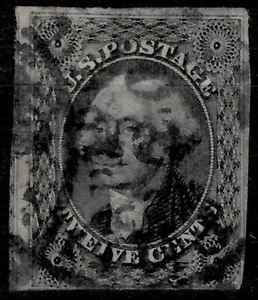 USA stamp 1851 ☀ Sc #17 - 1851 12c Washington ☀ Used - Picture 1 of 2