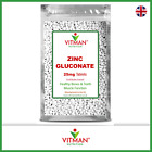 Zinc Gluconate Chelated 25mg Tablets Vegan Safe High Strength Immune Support