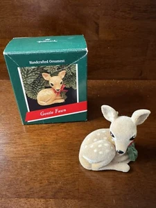1989 Hallmark Gentle Fawn soft beautiful flocked Christmas ornament Used In Box - Picture 1 of 11