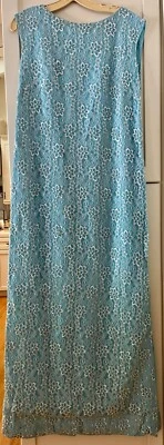 Vestido forrado azul bebé sin mangas de encaje con cuentas ANDORA años 50-60 de colección Foto 1 de 4