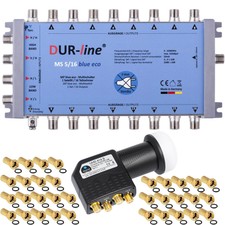 DUR-line Digital SAT MS 5/16 BLU eco 1 Satellit ohne Netztel + Quattro 4K LNB 3D