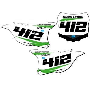 KX 112 SG64 Custom MX Number Plates Senge Graphics Kit Compatible with Kawasaki - Foto 1 di 4
