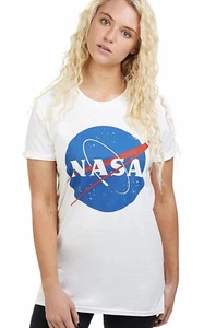 T-shirt donna NASA con logo a cerchio bianca media. - Foto 1 di 3