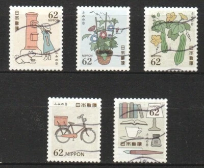 JAPAN 2019 LETTER WRITING DAY 62 YEN COMP. SET OF 5 STAMPS FINE USED CONDITION - Image 1 of 4