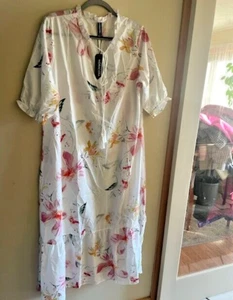NWOT Womens Noracora Long White Floral Sun Beachy Maxi  Dress Size XXL PLUS tie - Picture 1 of 4