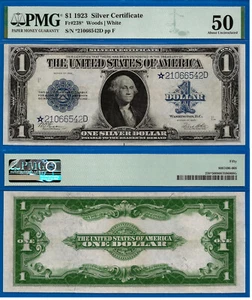 1923 $1 Silver Certificate PMG 50 - Blue Seal Star Fr 238* - Picture 1 of 3