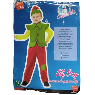Elf Boy Christmas Costume 10-12 year Tunic Hat Child Kid Fun Fancy Dress Cosplay - Image 1 of 4