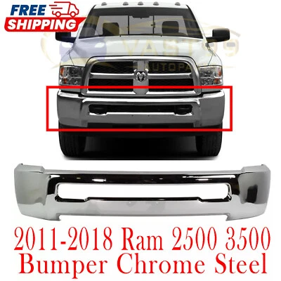 For 2011-2018 Ram 2500 3500 Front Bumper Chrome Steel & 2010 Dodge Ram 2500 3500 - Image 1 of 4