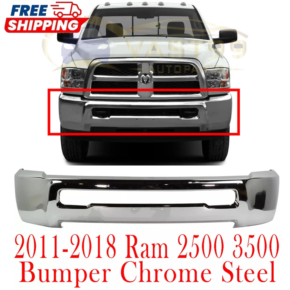 For 2011-2018 Ram 2500 3500 Front Bumper Chrome Steel & 2010 Dodge Ram 2500 3500 - Imagem 1 de 4
