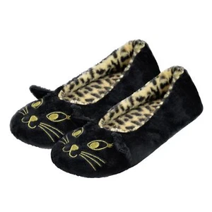 Ladies Ballet Slippers 3D Sloth Embroidered Cat Face Memory Foam Slip-On Shoes - Picture 1 of 6