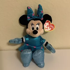 Disney TY Beanie Babys funkelndes Minnie Maus blaugrün & rosa Kleid neu mit Etikett - Bild 1 von 7