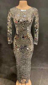Mesh Sparkly Long Dress Evening Party Wear Birthday Costume Performance Dress - Picture 1 of 6