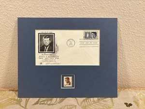 President John F. Kennedy First Day Issue Cover. Matted With Extra 13 Cent Stamp - Picture 1 of 4