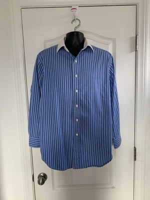 Polo Ralph Lauren Para Hombre 16.5 Azul Rayas Cuello En Contraste Ajuste Regente Foto 1 de 4