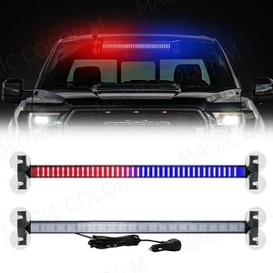 80 LED Emergency Warning Front Hazard Flash Strobe Beacon Light Bar Amber White - Picture 1 of 14