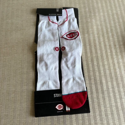 Stance Cincinnati Reds Socks Mens Large Size 9-12 MLB Baseball White Home - Image 1 of 4