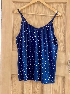 Tu Navy & White Polka Dot Strappy Camisole Sleeveless Top Size 16 Boho Summer - Picture 1 of 6