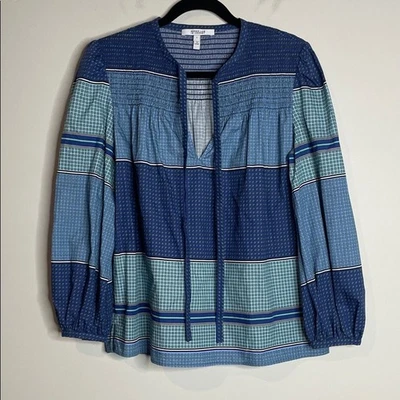 Derek Lam 10 Crosby 女式奥斯汀印花衬衫淡蓝色 6 码 — 第 1/4 张图片