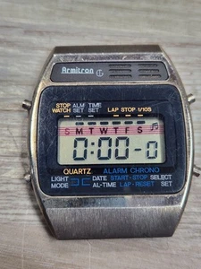 Vintage 1980s Men's ARMITRON Digital LCD Alarm Chrono Watch - Light Not Working - Picture 1 of 4