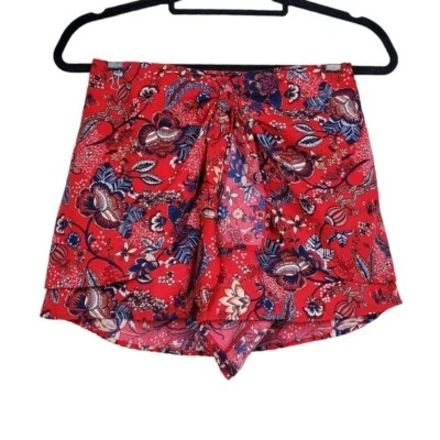 Shorts Band of Gypsies Feminino Vermelho Azul Branco Estampa Floral Envoltório Frontal Tamanho P Novo com etiquetas - Imagem 1 de 3