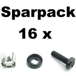 16x Rackschraube M6 x 20 + Käfigmutter Alu Rackschiene + Unterlegscheibe Kragen - Afbeelding 1 van 7