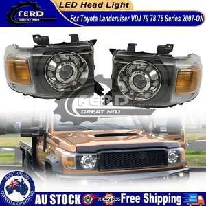 Pair L&R LED Head Lights Fits Toyota Landcruiser VDJ 79 78 76 Series 2007 - 2021 - Picture 1 of 6