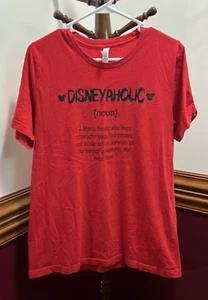 CANVAS Size L Unisex Shirt Short Sleeve Red T Shirt Disney Disneyaholic - Picture 1 of 4