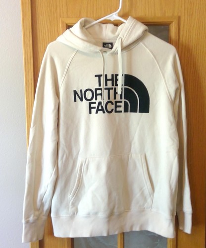 OFF WHITE Felpa con cappuccio pullover donna mezza cupola The North Face taglia media pile crema NF0A4PA1