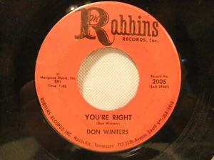 Don Winters You're Right / Do Me A Favor 1966 45 Single Ron Robbins 2005 Marty  - Imagen 1 de 3