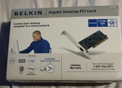 BELKIN Gigabit Desktop PCI Card  New In Box 10/100/1000 - Image 1 of 2