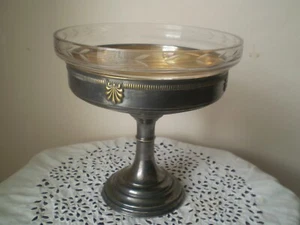 ANTIQUE ART NOUVEAU Jardiniera bowl silver plated Original glass - Bild 1 von 12