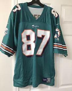 NFL Miami Dolphins REVERSABLE Reebok Replica Jersey #87 Green Size 48 -PRE OWNED - Picture 1 of 5