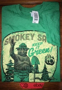 Vintage Looking Smokey The Bear Says Keep It Green T-Shirt Neu Herren Gr. S Neu mit Etikett! - Bild 1 von 4