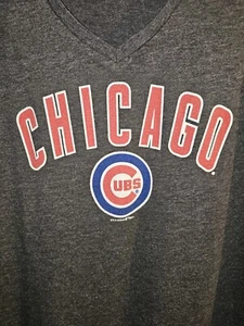 Chicago Cubs Retro Throwback Small Womens Gray Graphic Logo Tshirt MLB - Picture 1 of 10