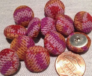 12 Knit Fabric Front Metal Back Shank Buttons Purple Tan Red 15.7mm 5/8" # 7911 - Picture 1 of 1